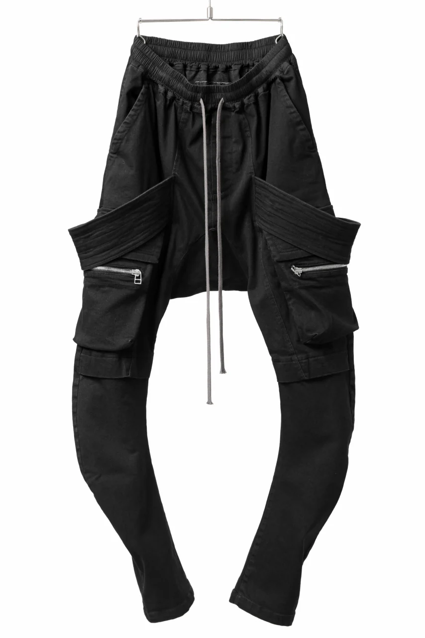 A.F ARTEFACT FLAP-DETAIL SLIM CARGO PANTS / HI-STRETCH DENIM (BLACK)