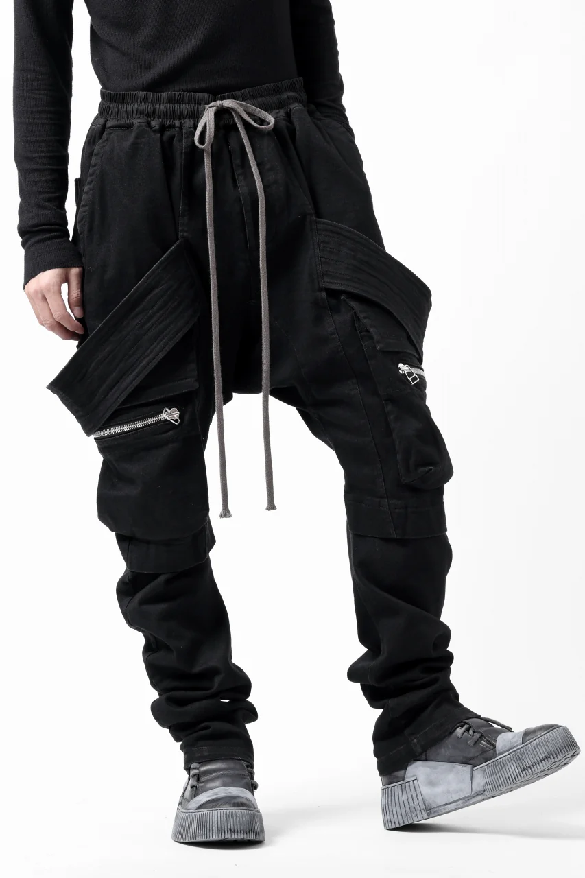A.F ARTEFACT FLAP-DETAIL SLIM CARGO PANTS / HI-STRETCH DENIM (BLACK) - Image 22
