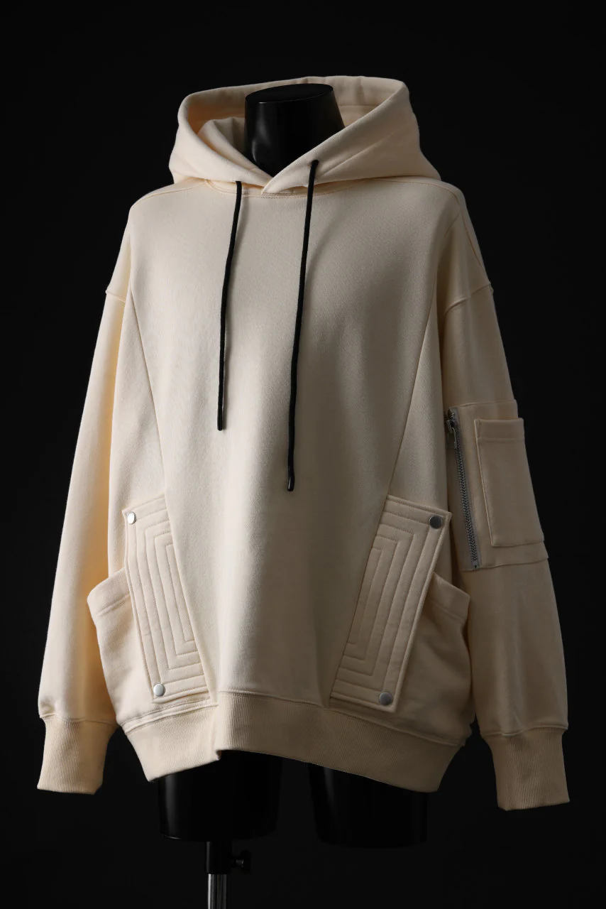 A.F ARTEFACT FLAP-DETAIL SWEAT HOODIE (CREAM) - Image 2