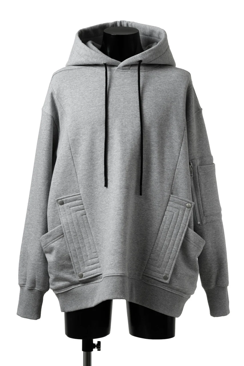A.F ARTEFACT FLAP-DETAIL SWEAT HOODIE (HEATHER GREY)