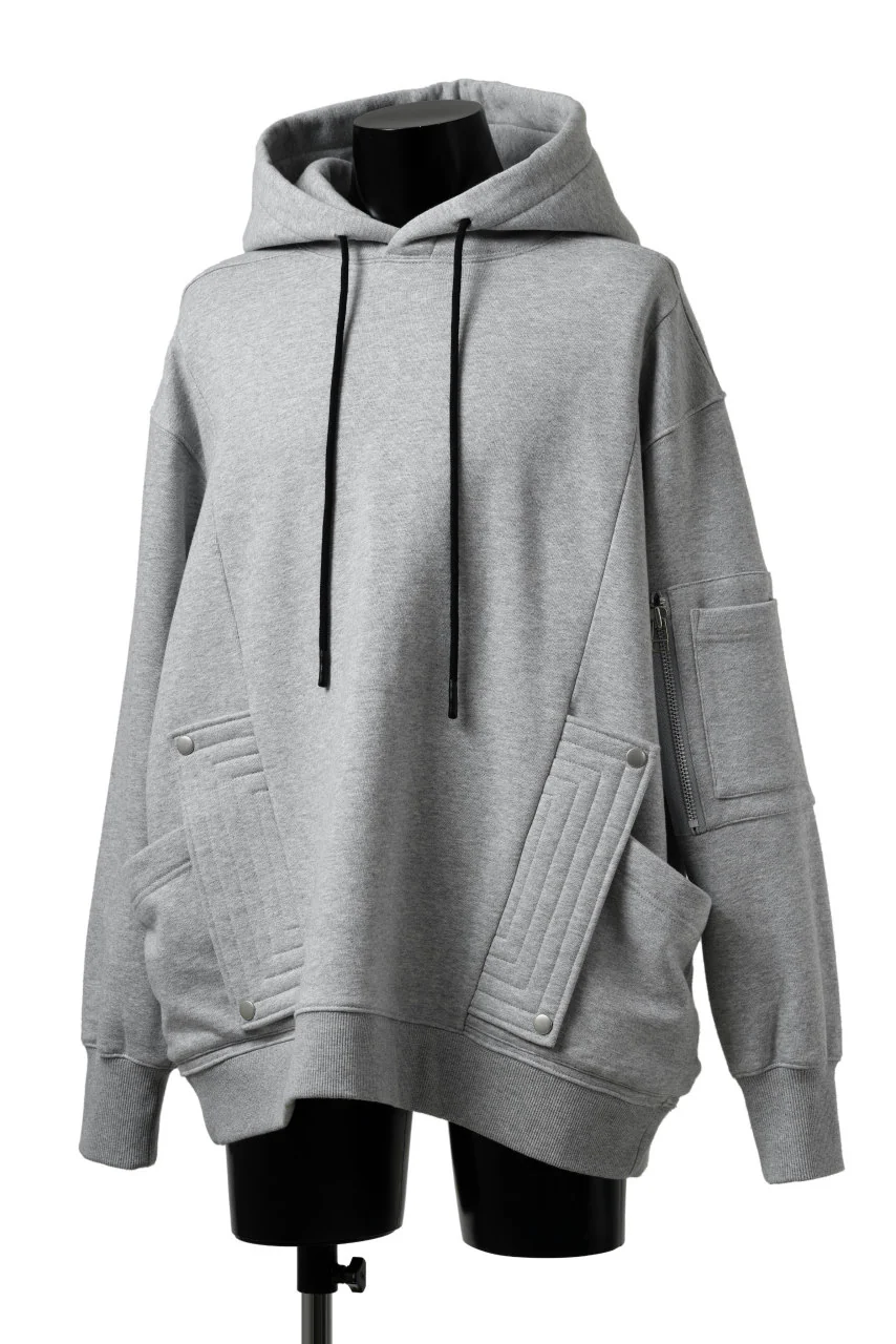 A.F ARTEFACT FLAP-DETAIL SWEAT HOODIE (HEATHER GREY) - Image 2