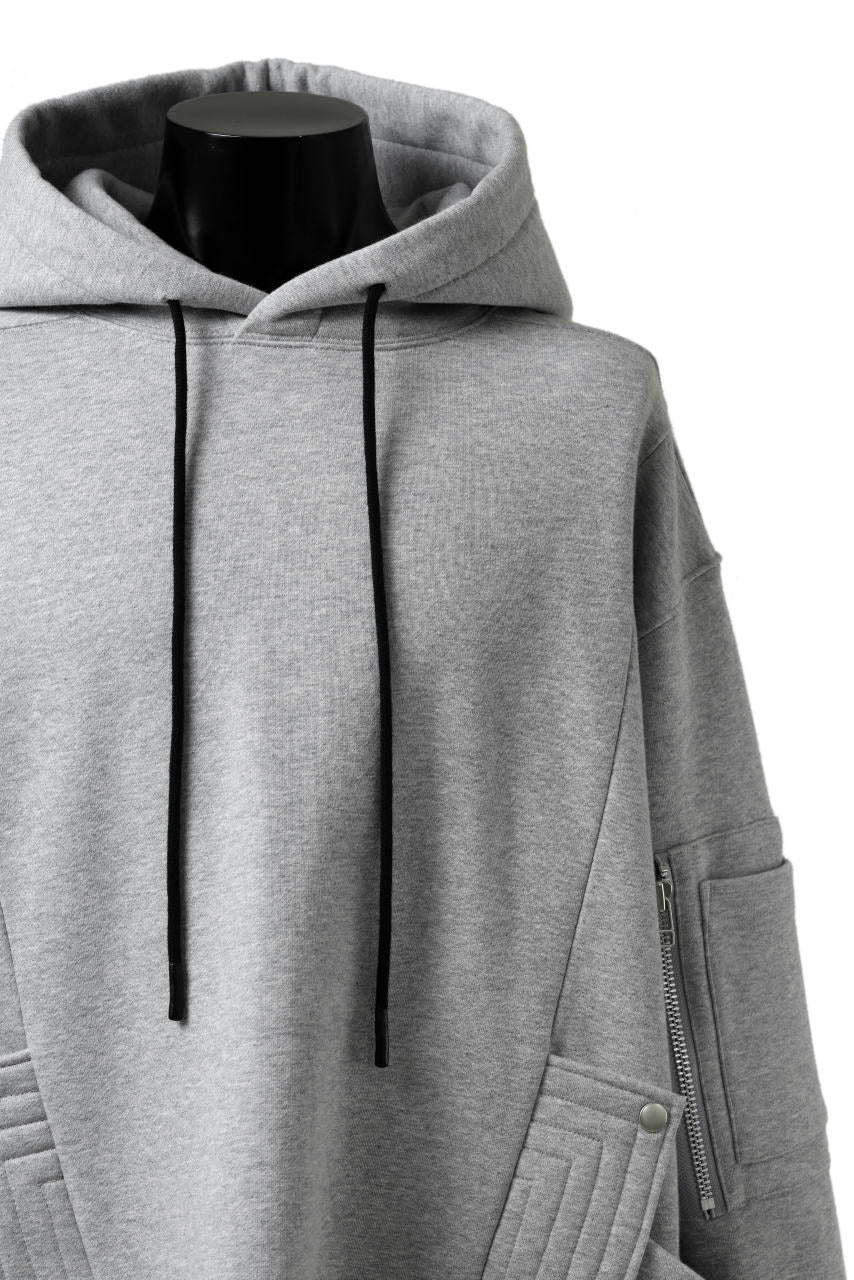 A.F ARTEFACT FLAP-DETAIL SWEAT HOODIE (HEATHER GREY) - Image 5