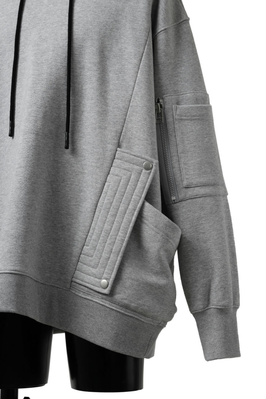 A.F ARTEFACT FLAP-DETAIL SWEAT HOODIE (HEATHER GREY) - Image 8