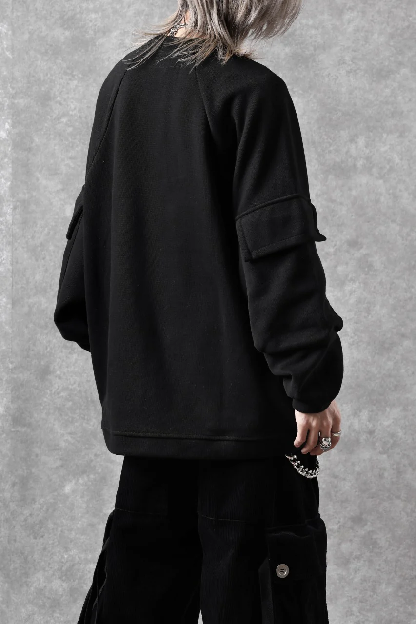 A.F ARTEFACT FLAP POCKET RAGLAN TOP / COPE KNIT JERSEY (BLACK) - Image 10