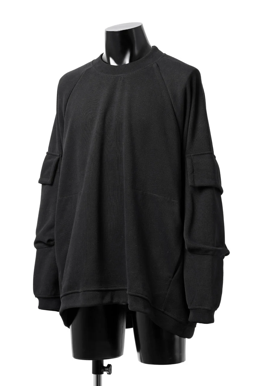 A.F ARTEFACT FLAP POCKET RAGLAN TOP / COPE KNIT JERSEY (BLACK) - Image 12
