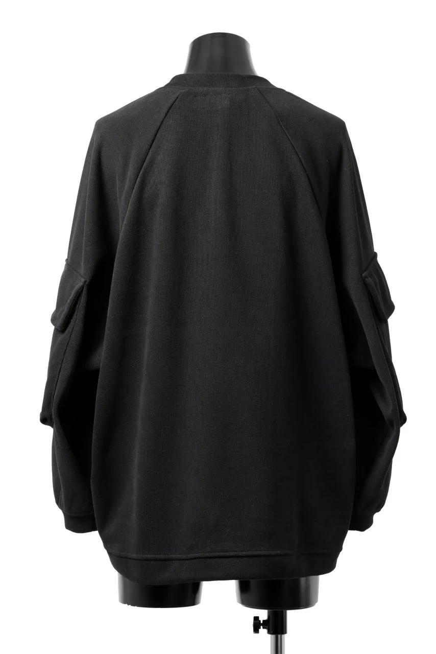 A.F ARTEFACT FLAP POCKET RAGLAN TOP / COPE KNIT JERSEY (BLACK) - Image 14