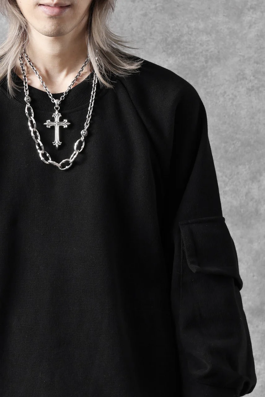 A.F ARTEFACT FLAP POCKET RAGLAN TOP / COPE KNIT JERSEY (BLACK) - Image 20