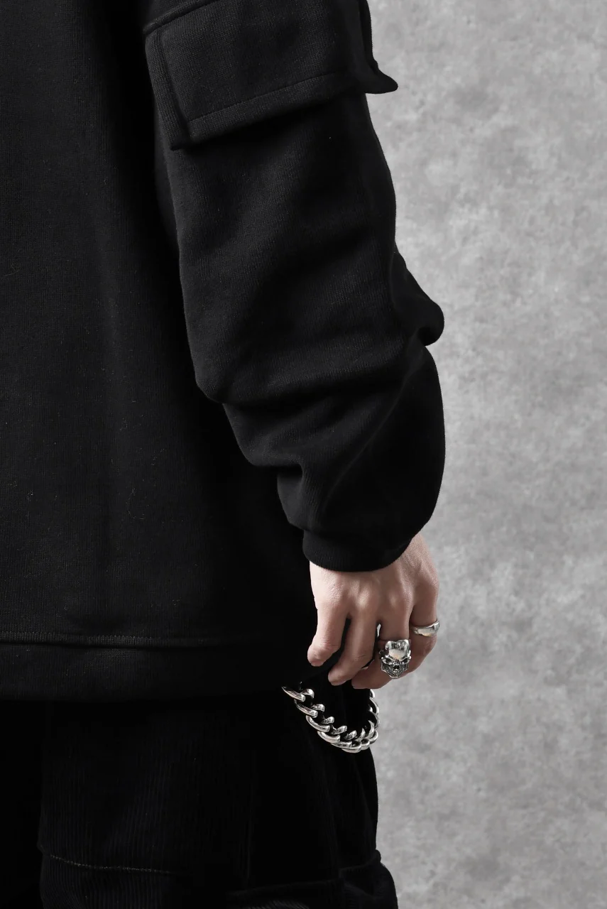 A.F ARTEFACT FLAP POCKET RAGLAN TOP / COPE KNIT JERSEY (BLACK) - Image 23