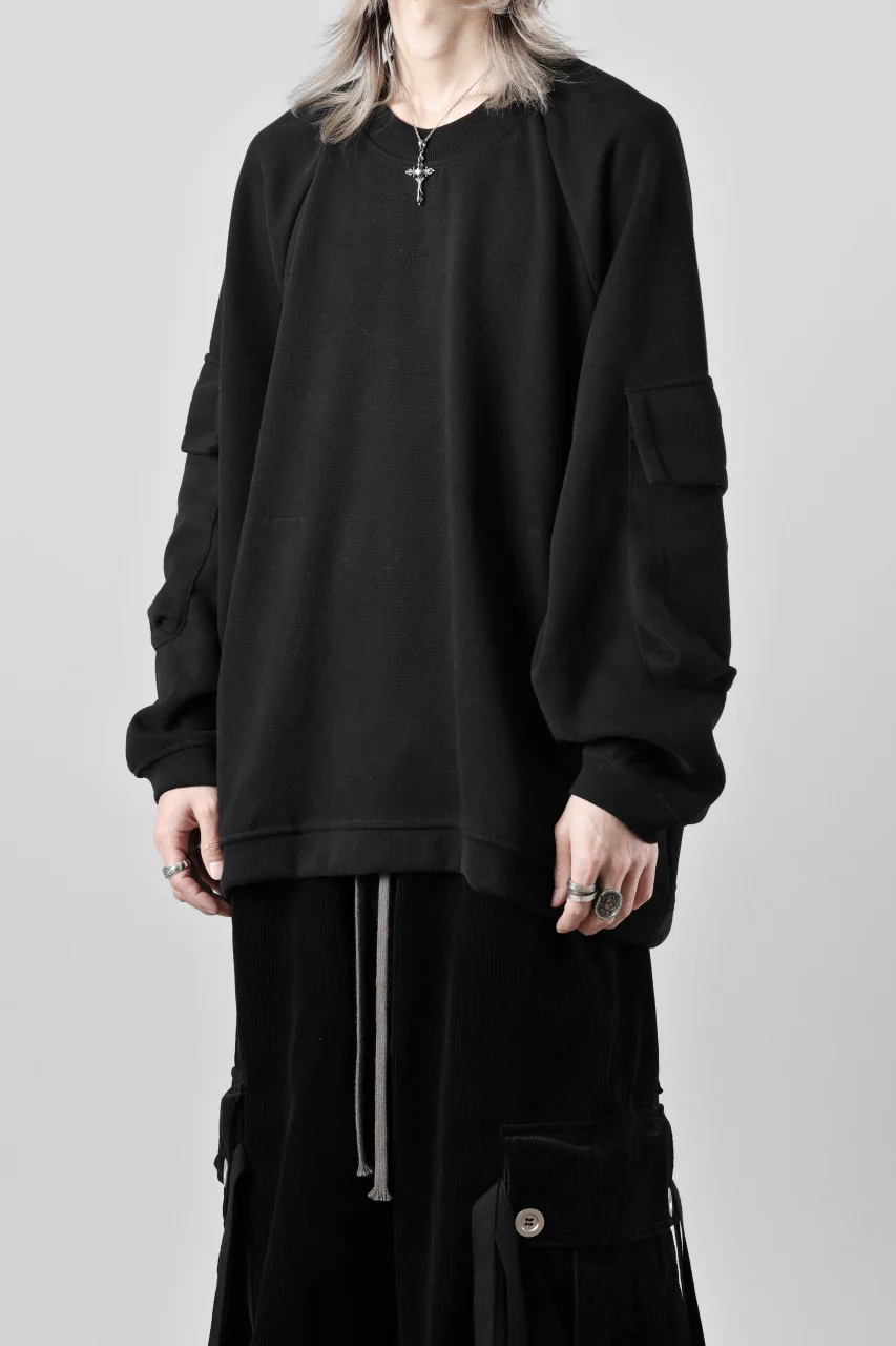 A.F ARTEFACT FLAP POCKET RAGLAN TOP / COPE KNIT JERSEY (BLACK) - Image 25