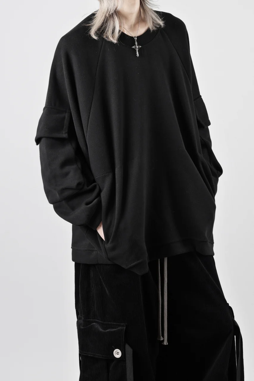 A.F ARTEFACT FLAP POCKET RAGLAN TOP / COPE KNIT JERSEY (BLACK) - Image 28