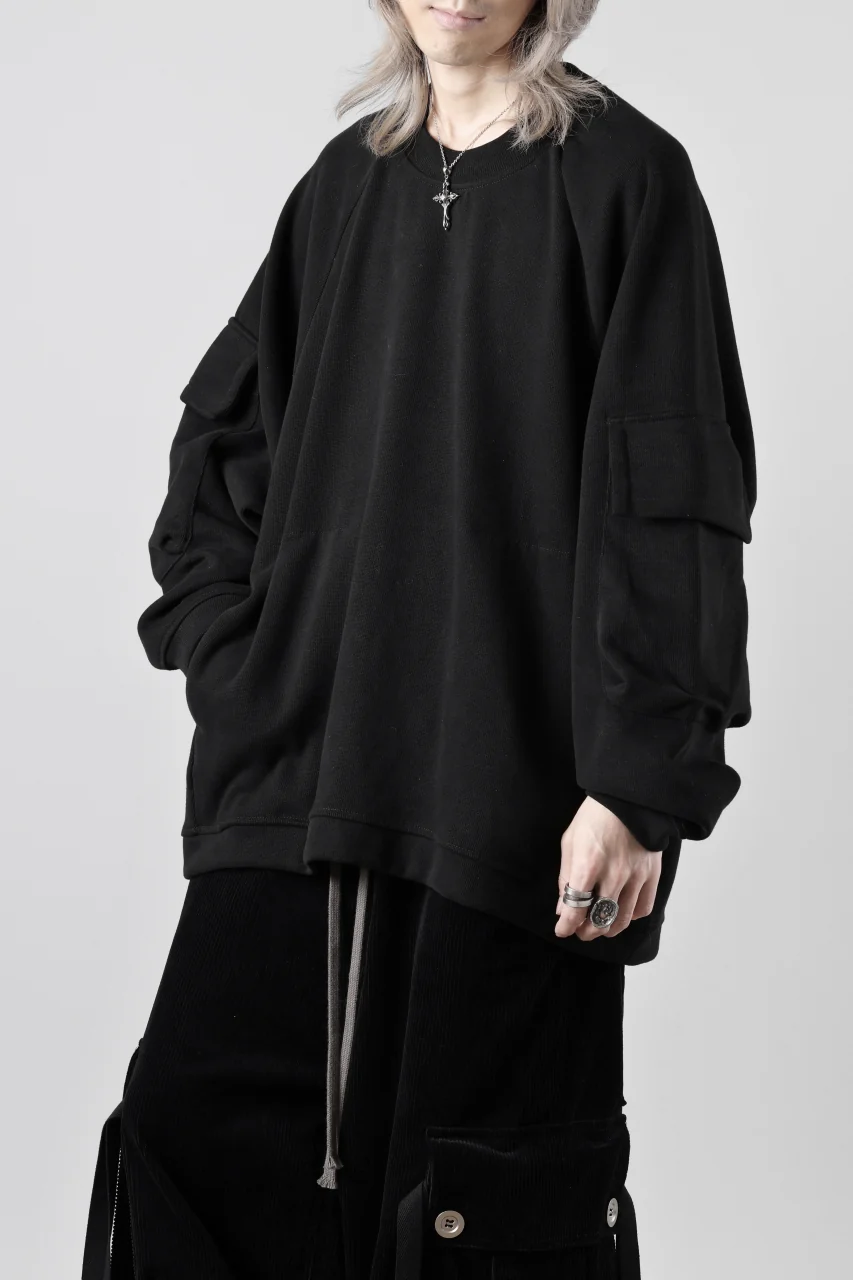 A.F ARTEFACT FLAP POCKET RAGLAN TOP / COPE KNIT JERSEY (BLACK) - Image 29