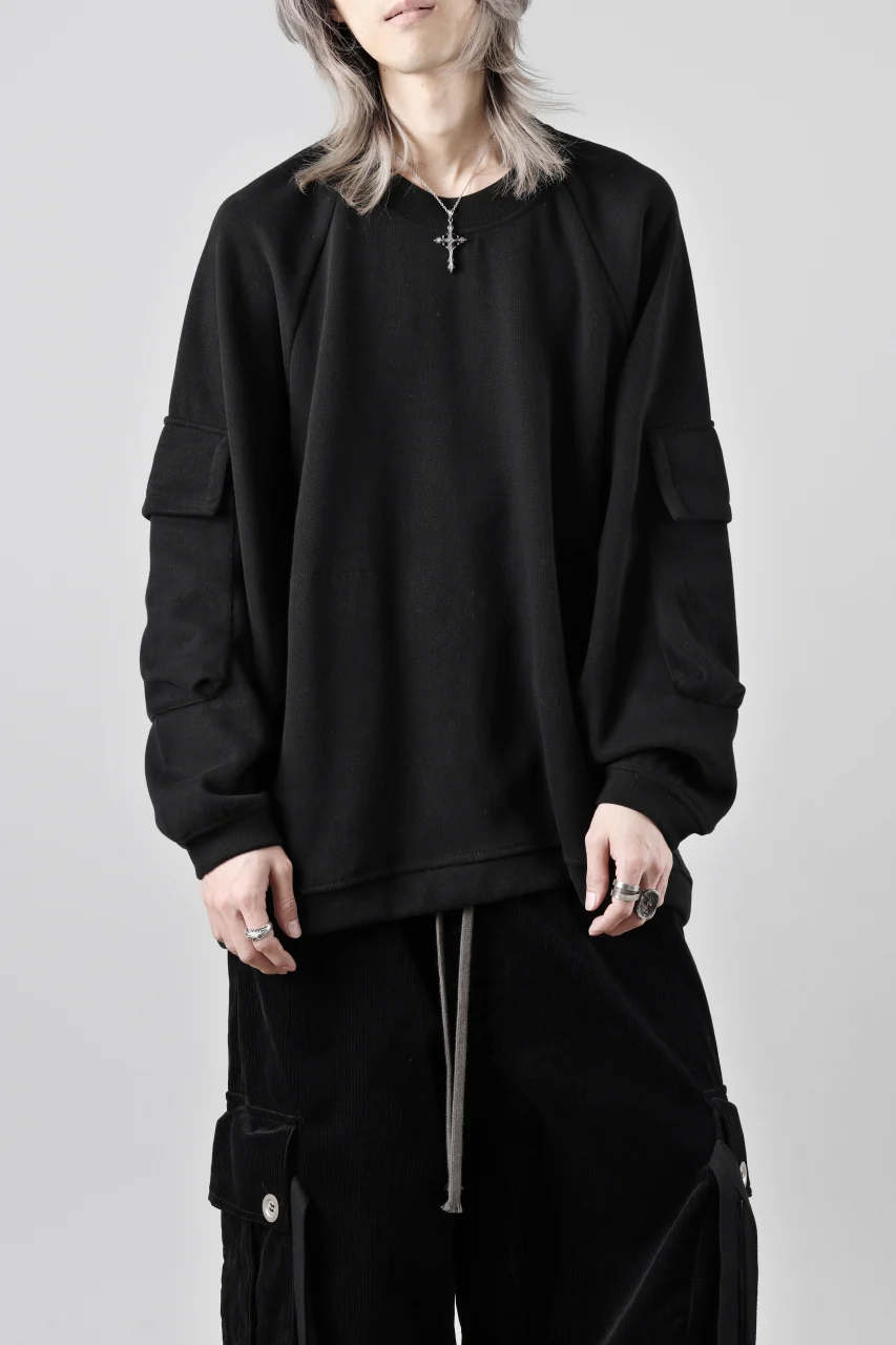 A.F ARTEFACT FLAP POCKET RAGLAN TOP / COPE KNIT JERSEY (BLACK) - Image 30