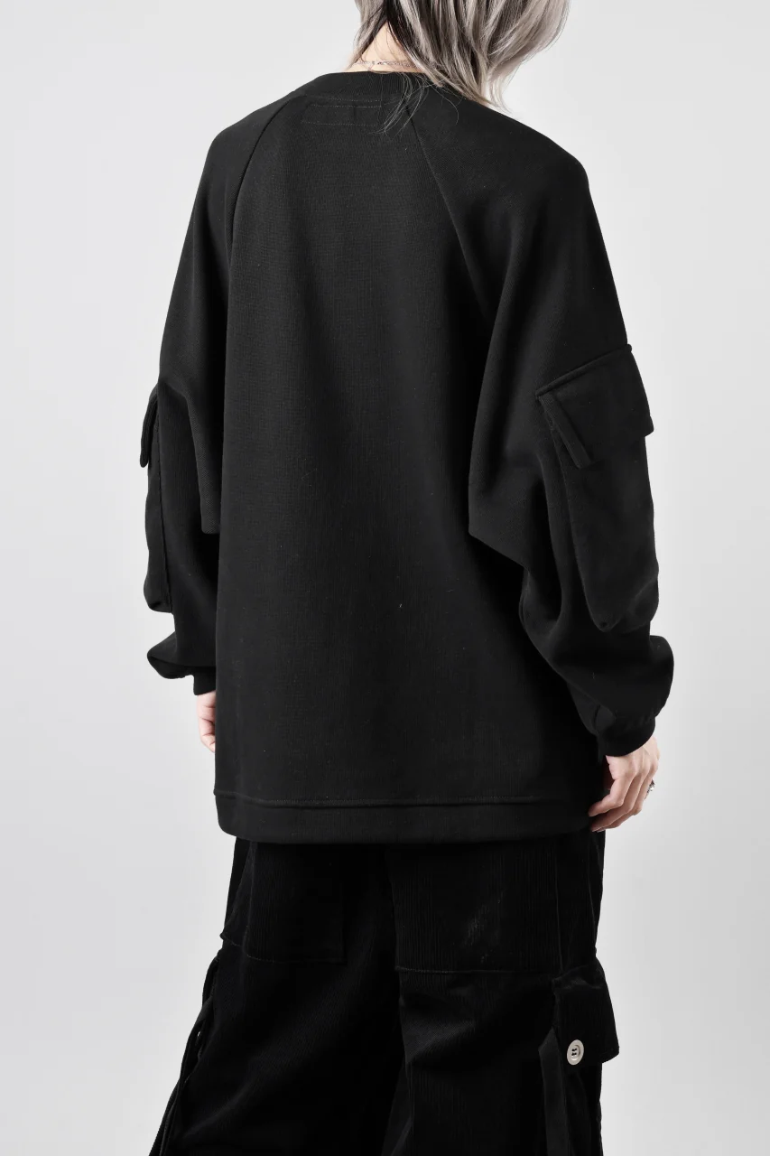 A.F ARTEFACT FLAP POCKET RAGLAN TOP / COPE KNIT JERSEY (BLACK) - Image 31