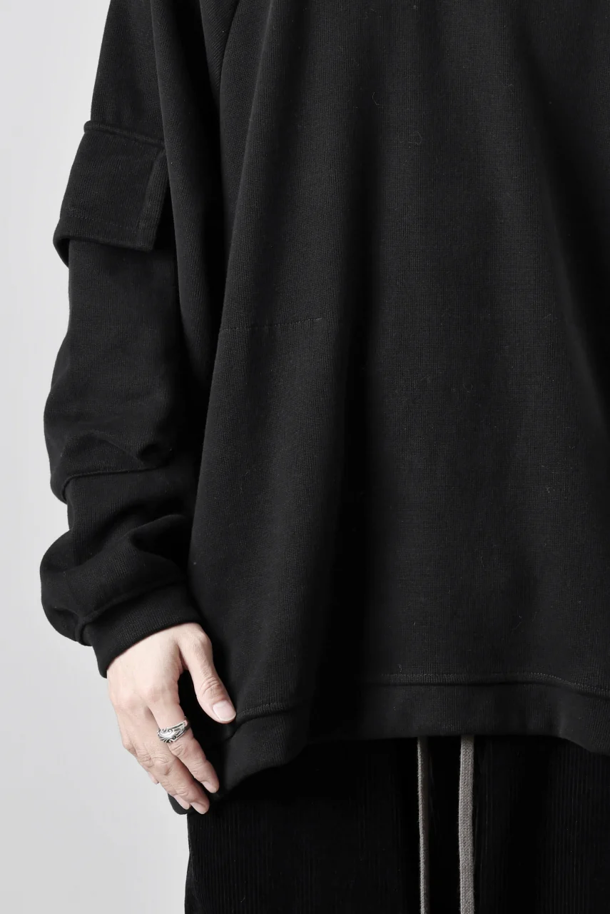 A.F ARTEFACT FLAP POCKET RAGLAN TOP / COPE KNIT JERSEY (BLACK) - Image 34