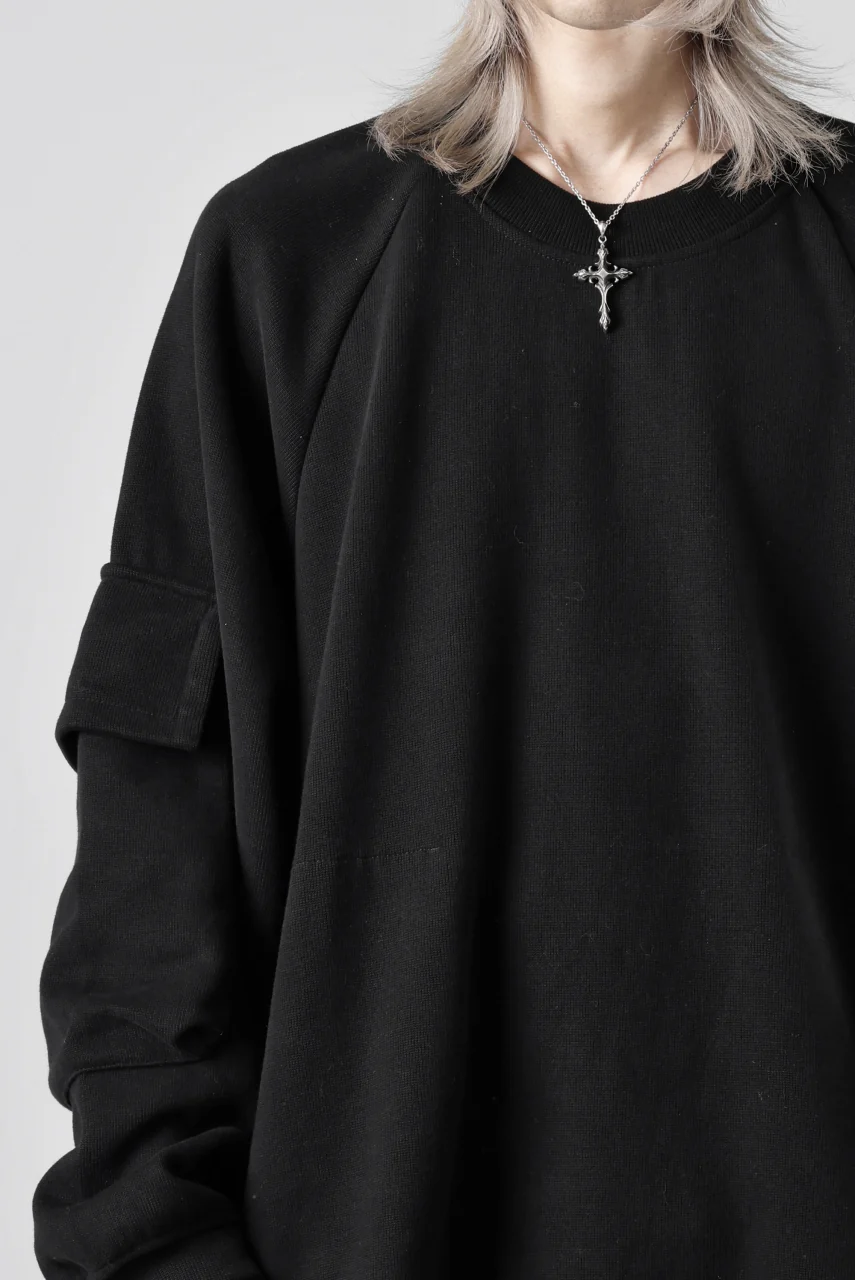 A.F ARTEFACT FLAP POCKET RAGLAN TOP / COPE KNIT JERSEY (BLACK) - Image 35