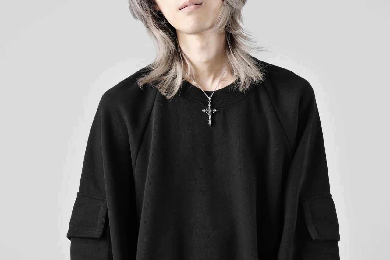 A.F ARTEFACT FLAP POCKET RAGLAN TOP / COPE KNIT JERSEY (BLACK) - Image 39
