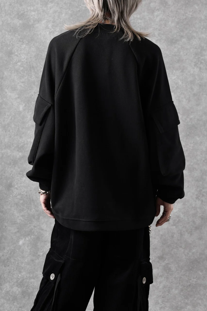 A.F ARTEFACT FLAP POCKET RAGLAN TOP / COPE KNIT JERSEY (BLACK) - Image 9