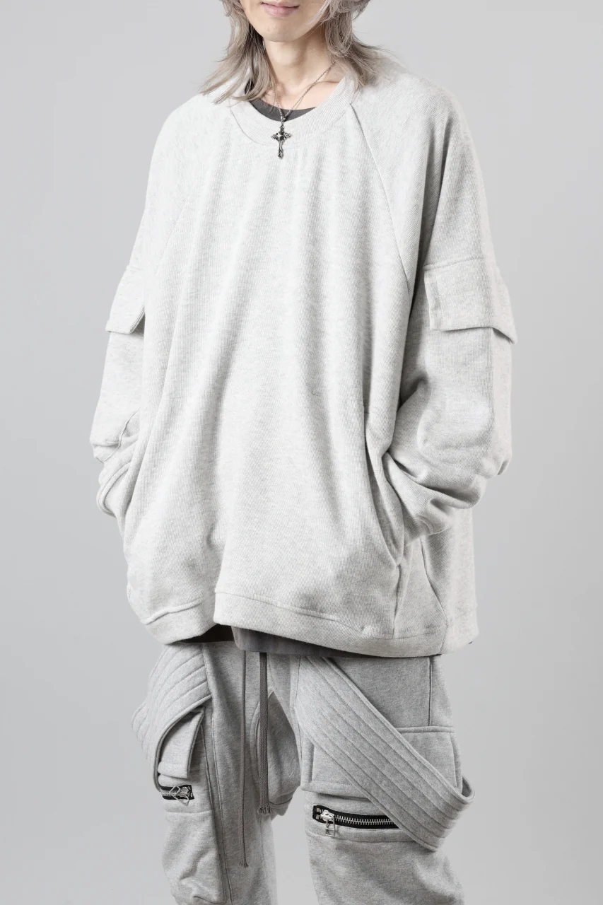 A.F ARTEFACT FLAP POCKET RAGLAN TOP / COPE KNIT JERSEY (LIGHT GREY) - Image 4