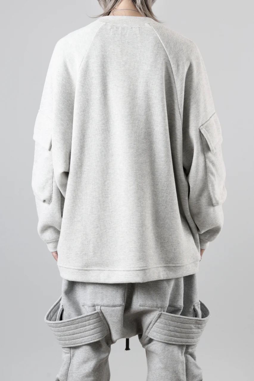 A.F ARTEFACT FLAP POCKET RAGLAN TOP / COPE KNIT JERSEY (LIGHT GREY) - Image 7