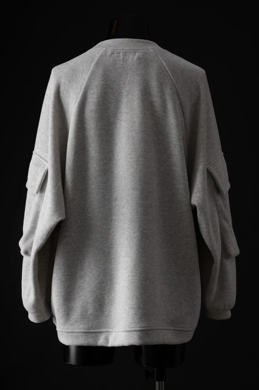 A.F ARTEFACT FLAP POCKET RAGLAN TOP / COPE KNIT JERSEY (LIGHT GREY) - Image 9