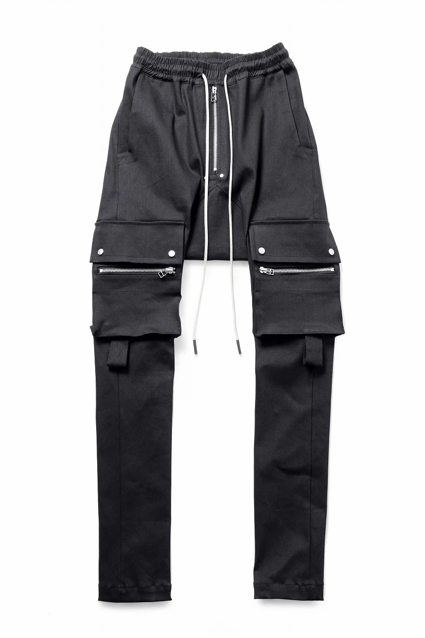 A.F ARTEFACT FLAP ZIP SARROUEL SKINNY PANTS / HI-STRETCH DENIM (BLACK)