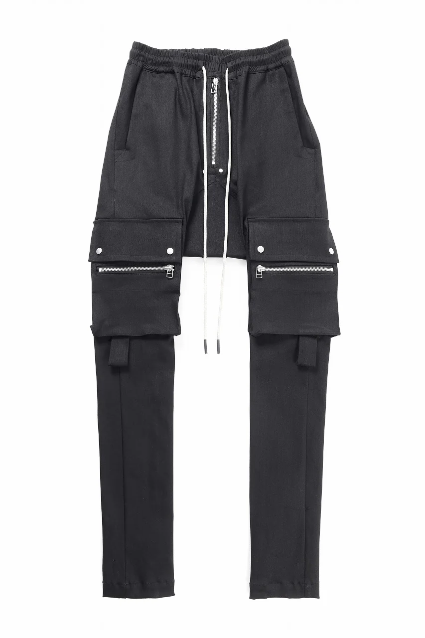 A.F ARTEFACT FLAP ZIP SARROUEL SKINNY PANTS / HI-STRETCH DENIM (BLACK) - Image 2