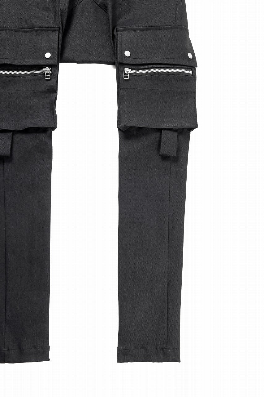 A.F ARTEFACT FLAP ZIP SARROUEL SKINNY PANTS / HI-STRETCH DENIM (BLACK) - Image 5