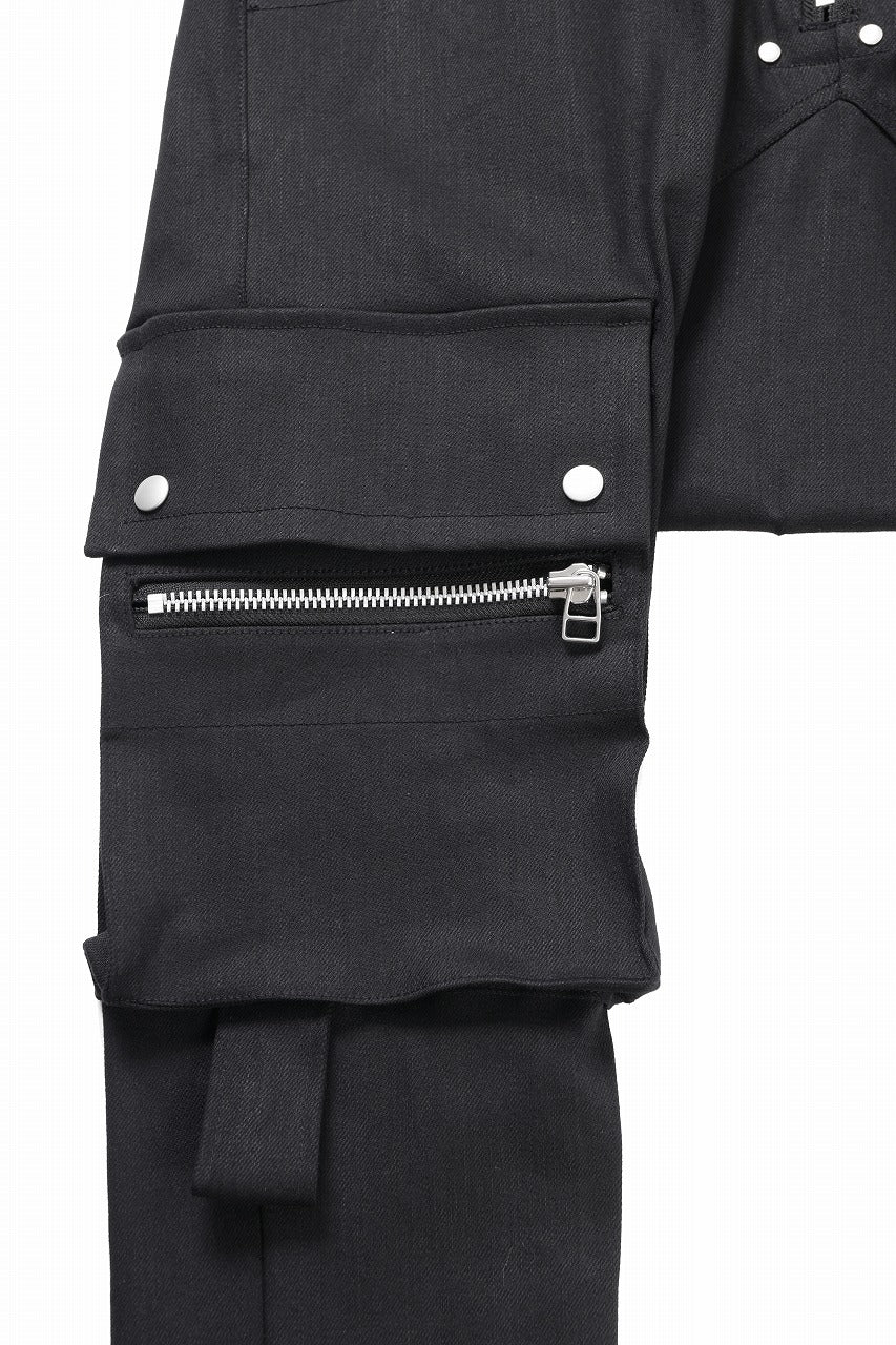 A.F ARTEFACT FLAP ZIP SARROUEL SKINNY PANTS / HI-STRETCH DENIM (BLACK) - Image 6