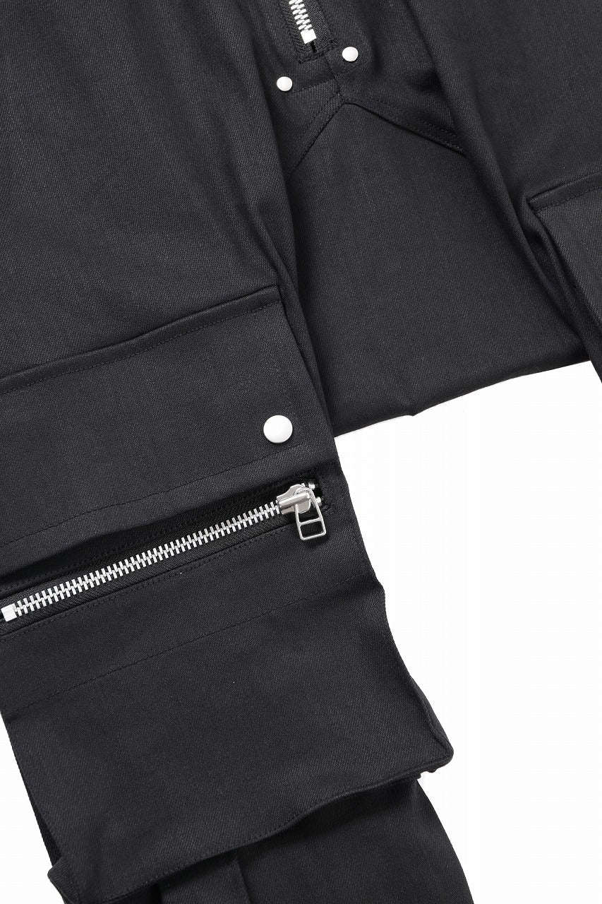 A.F ARTEFACT FLAP ZIP SARROUEL SKINNY PANTS / HI-STRETCH DENIM (BLACK) - Image 7