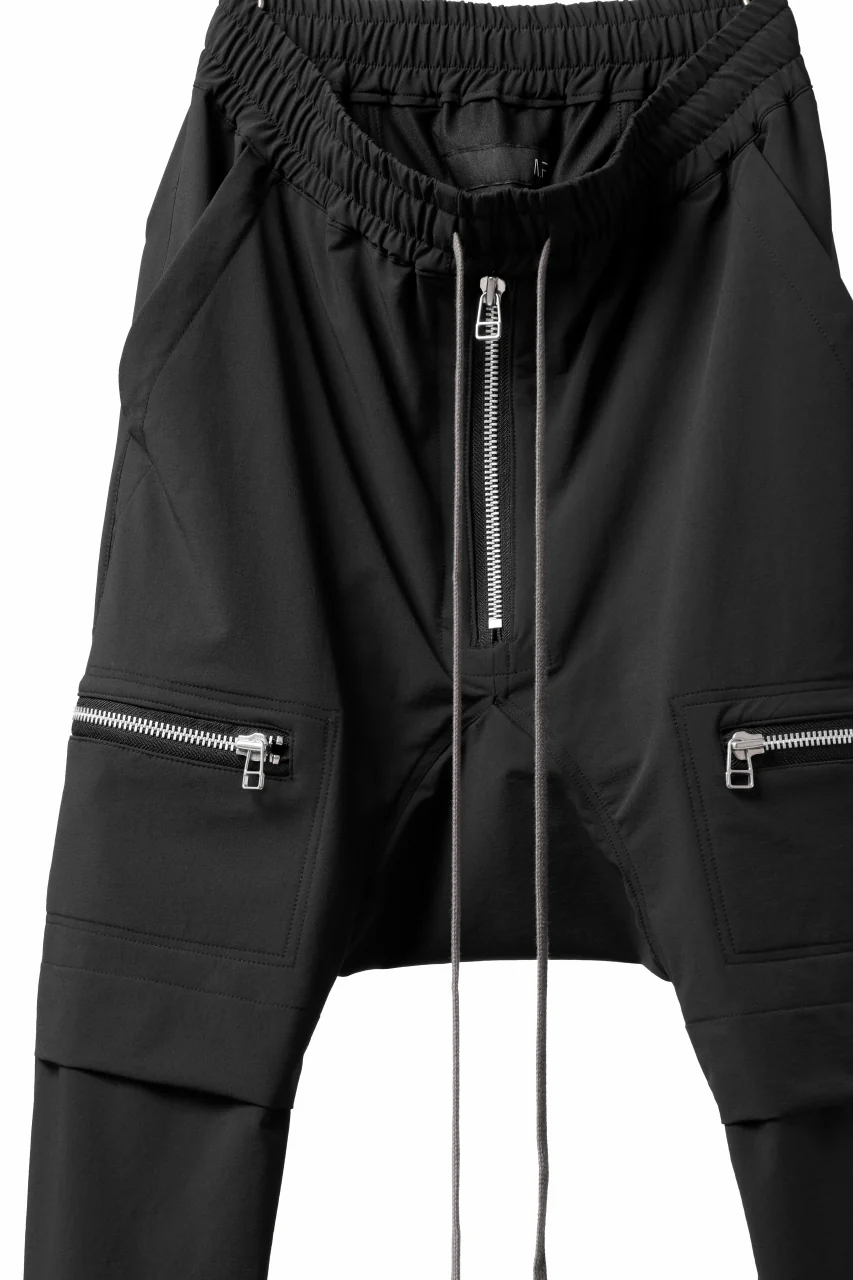 A.F ARTEFACT FRONT ZIP SARROUEL EASY PANTS / STRETCH NYLON (BLACK) - Image 11