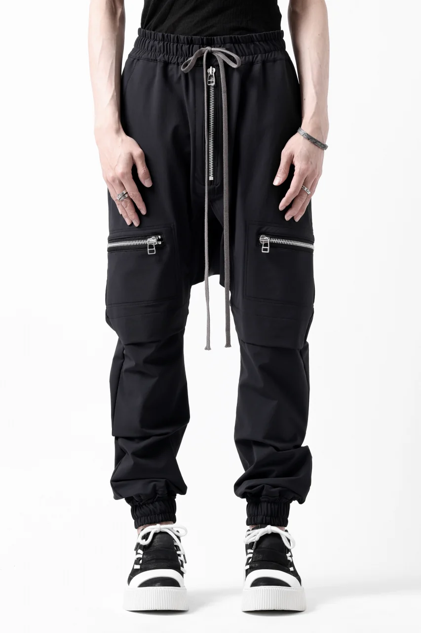 A.F ARTEFACT FRONT ZIP SARROUEL EASY PANTS / STRETCH NYLON (BLACK) - Image 2