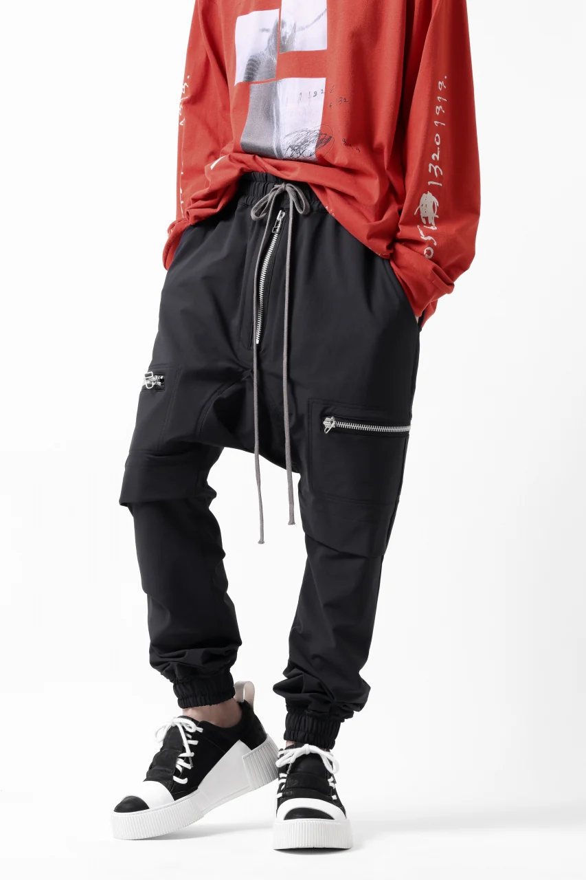 A.F ARTEFACT FRONT ZIP SARROUEL EASY PANTS / STRETCH NYLON (BLACK) - Image 22