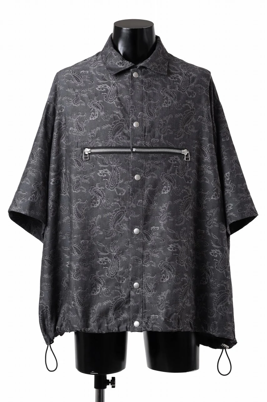 A.F ARTEFACT FRONT ZIP SQUEEZING SHIRT / PAISLEY JACQUARD (D.GREY)