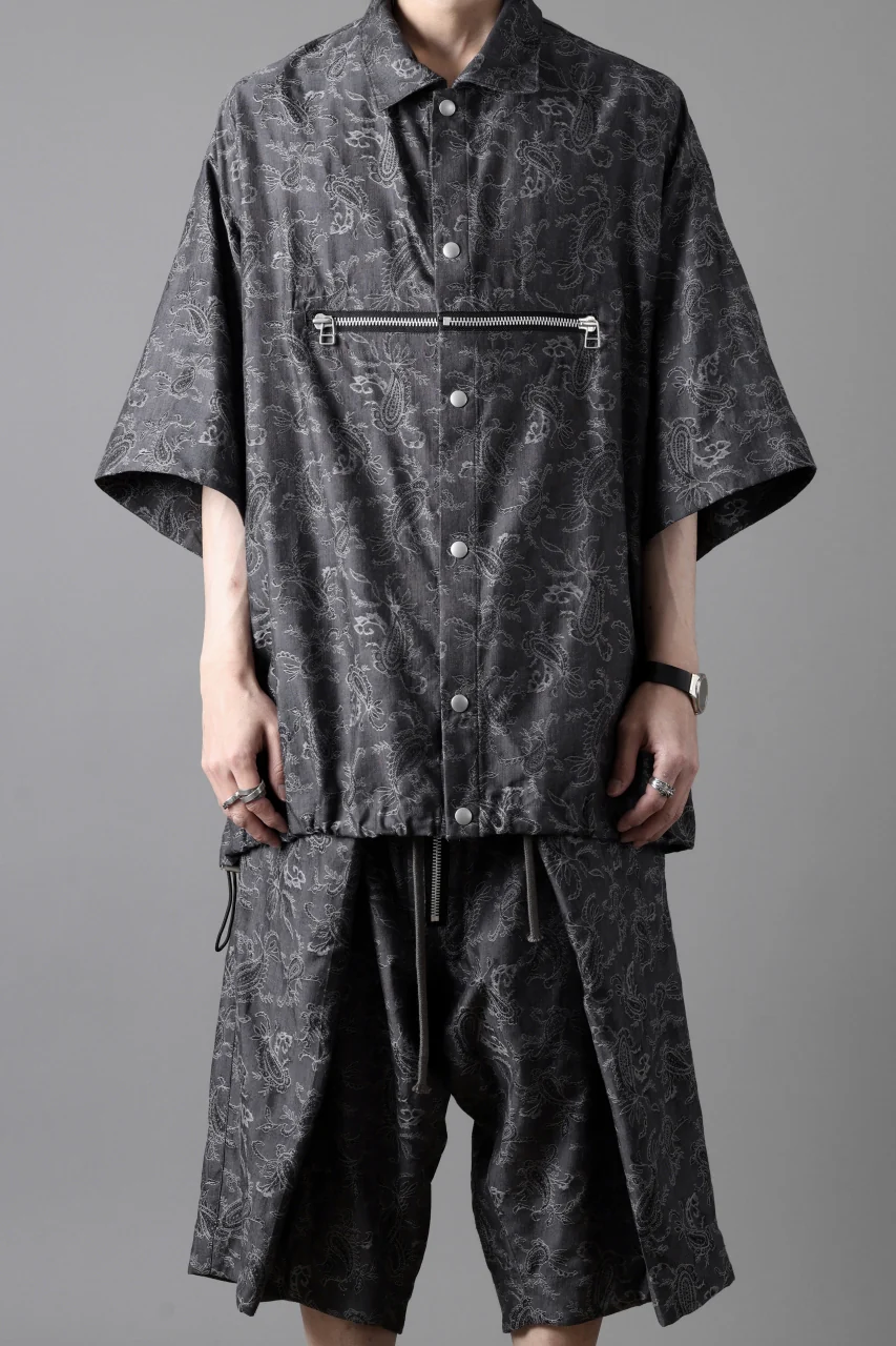 A.F ARTEFACT FRONT ZIP SQUEEZING SHIRT / PAISLEY JACQUARD (D.GREY) - Image 3