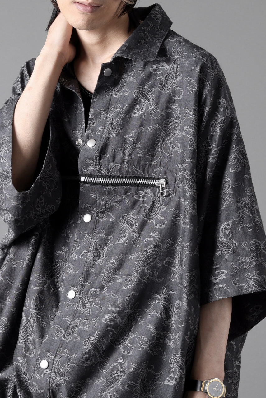 A.F ARTEFACT FRONT ZIP SQUEEZING SHIRT / PAISLEY JACQUARD (D.GREY) - Image 33