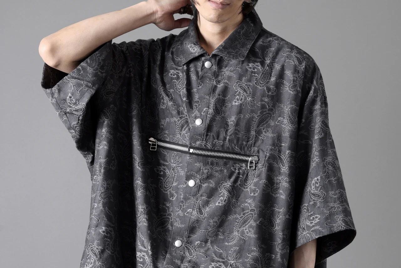 A.F ARTEFACT FRONT ZIP SQUEEZING SHIRT / PAISLEY JACQUARD (D.GREY) - Image 35