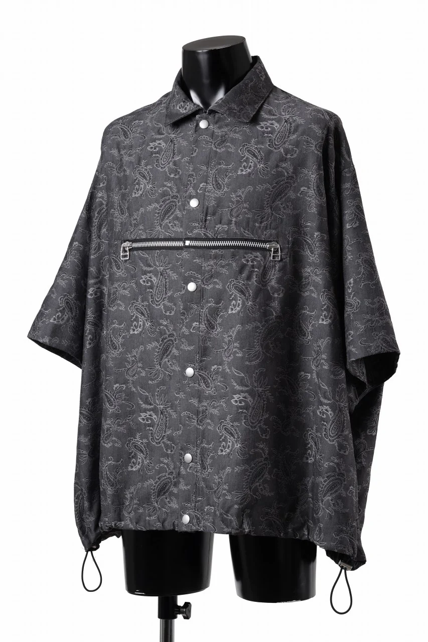 A.F ARTEFACT FRONT ZIP SQUEEZING SHIRT / PAISLEY JACQUARD (D.GREY) - Image 4