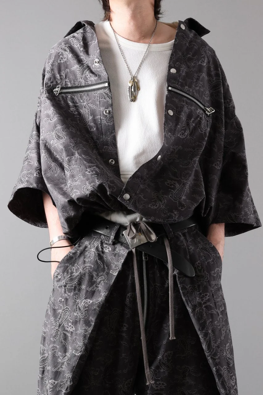 A.F ARTEFACT FRONT ZIP SQUEEZING SHIRT / PAISLEY JACQUARD (D.GREY) - Image 48