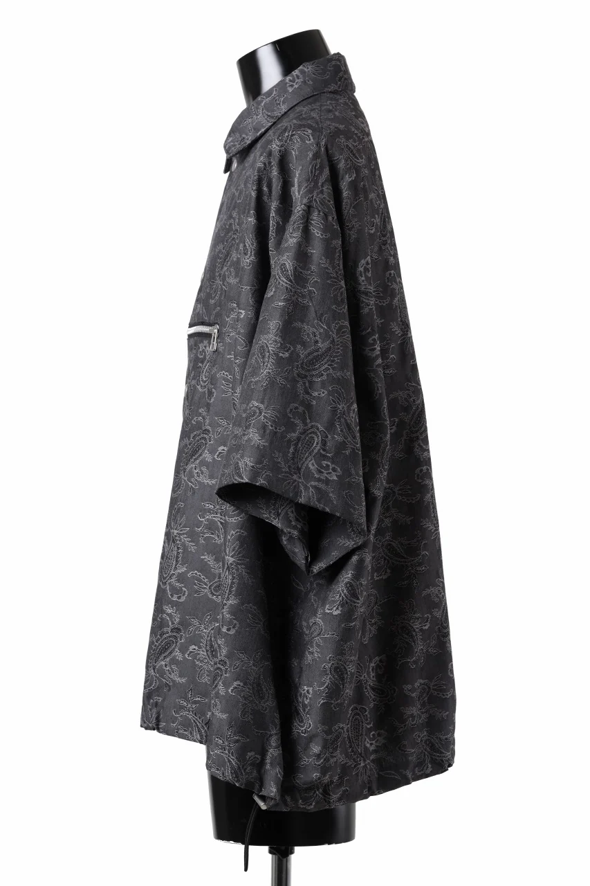 A.F ARTEFACT FRONT ZIP SQUEEZING SHIRT / PAISLEY JACQUARD (D.GREY) - Image 5