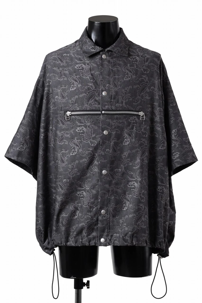 A.F ARTEFACT FRONT ZIP SQUEEZING SHIRT / PAISLEY JACQUARD (D.GREY) - Image 8
