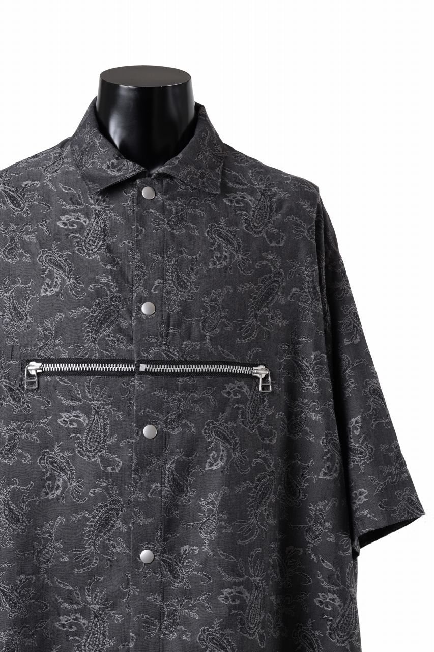 A.F ARTEFACT FRONT ZIP SQUEEZING SHIRT / PAISLEY JACQUARD (D.GREY) - Image 9