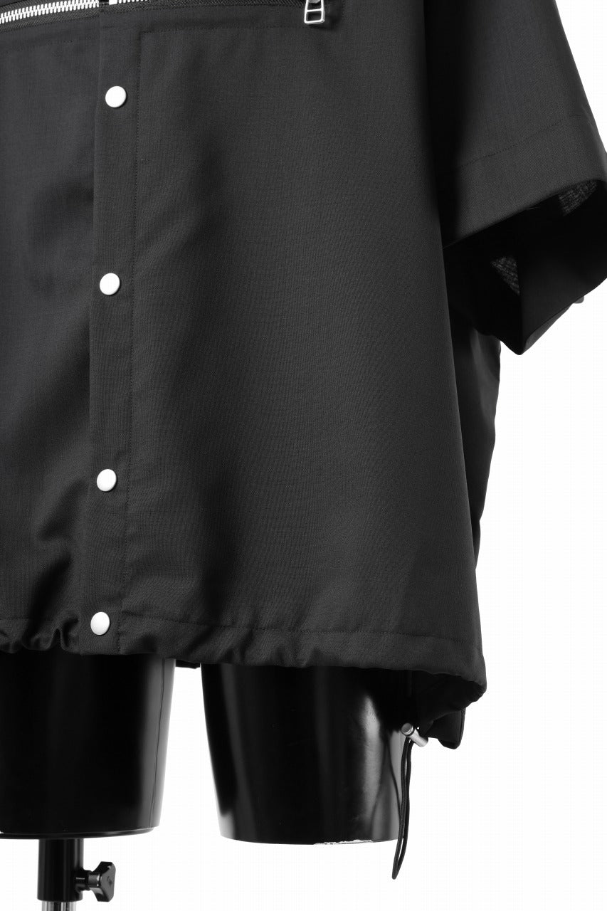 A.F ARTEFACT FRONT ZIP SQUEEZING SHIRT / TROPICAL WOOL (BLACK) - Image 10
