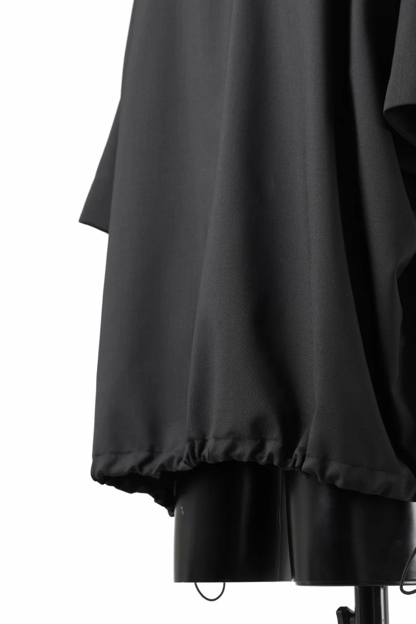 A.F ARTEFACT FRONT ZIP SQUEEZING SHIRT / TROPICAL WOOL (BLACK) - Image 12