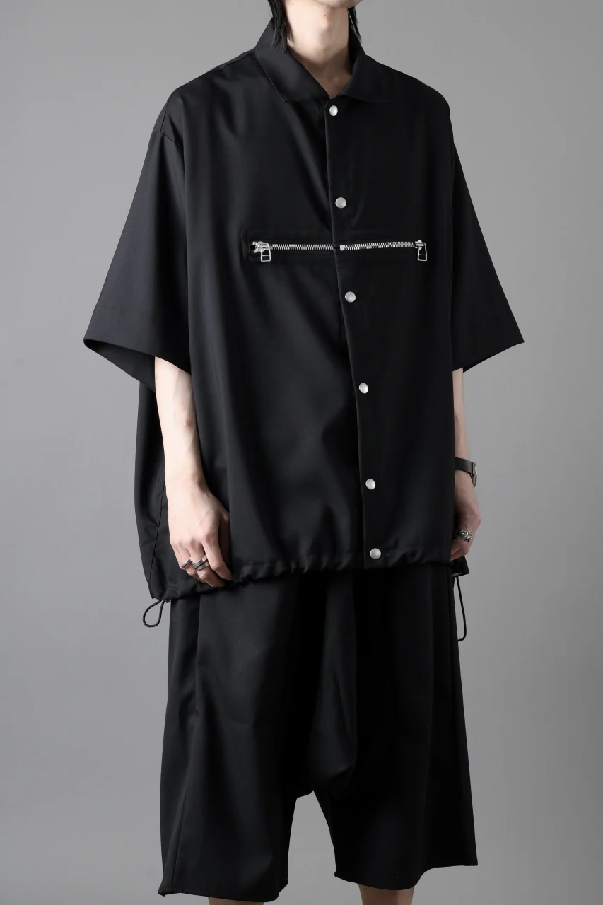 A.F ARTEFACT FRONT ZIP SQUEEZING SHIRT / TROPICAL WOOL (BLACK) - Image 18