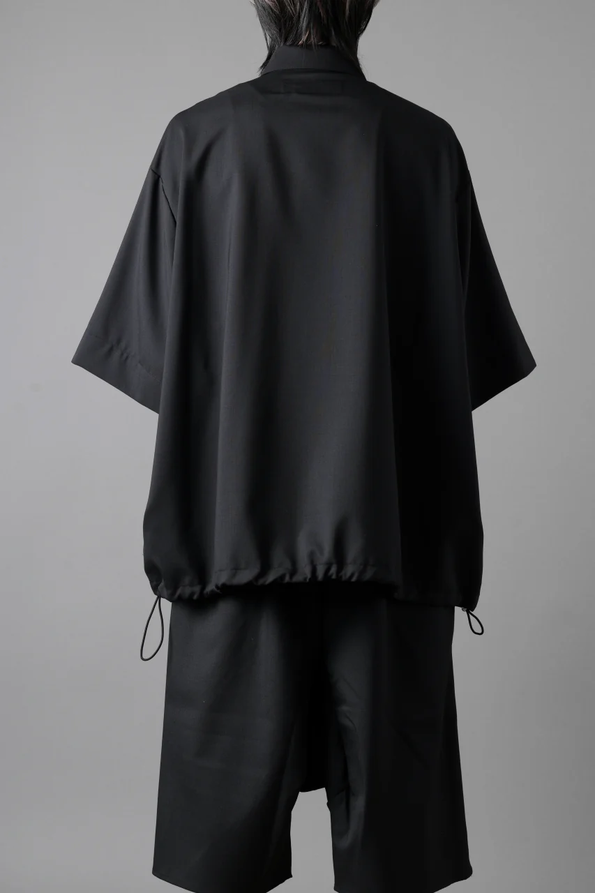 A.F ARTEFACT FRONT ZIP SQUEEZING SHIRT / TROPICAL WOOL (BLACK) - Image 19