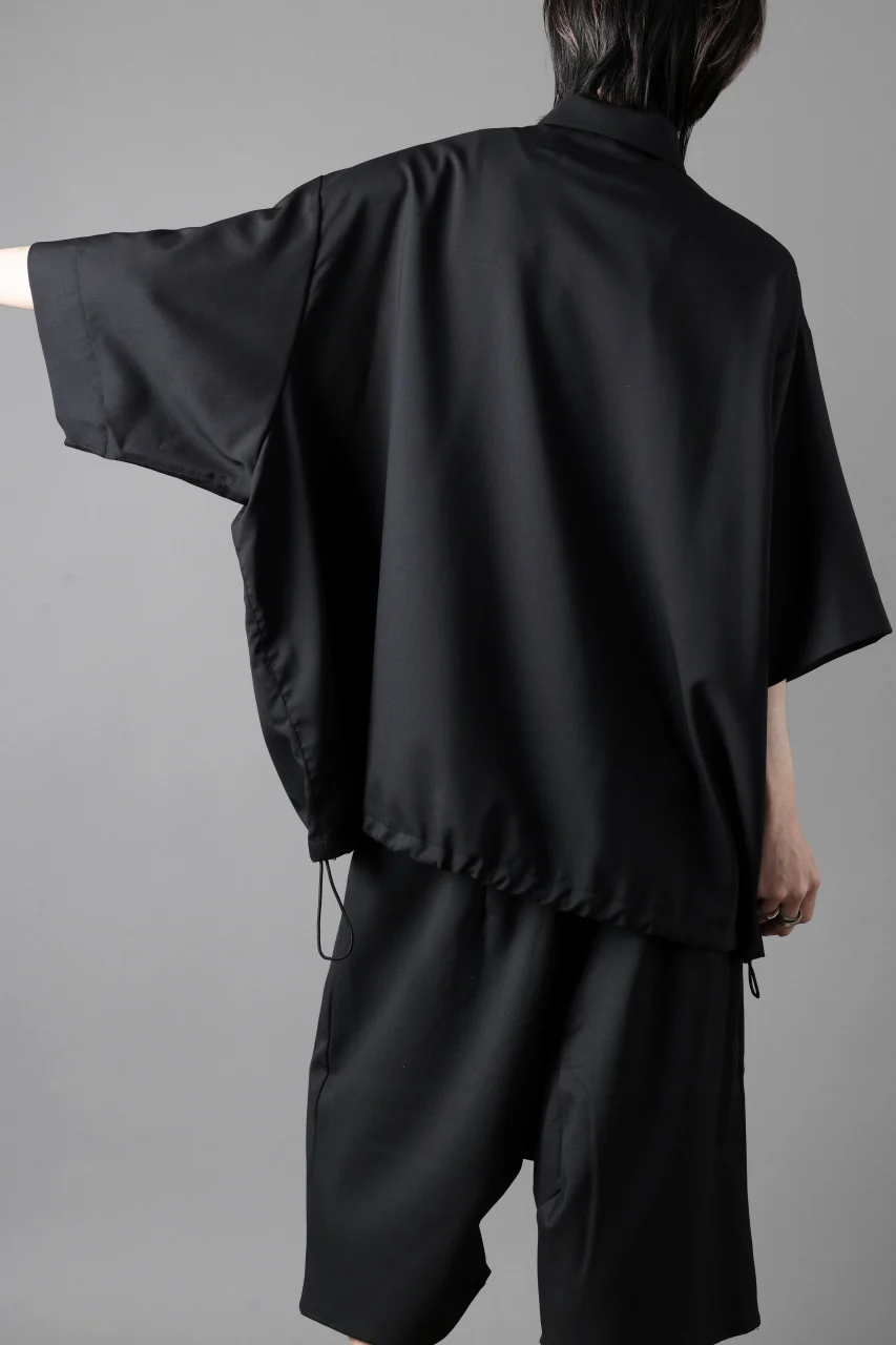 A.F ARTEFACT FRONT ZIP SQUEEZING SHIRT / TROPICAL WOOL (BLACK) - Image 20