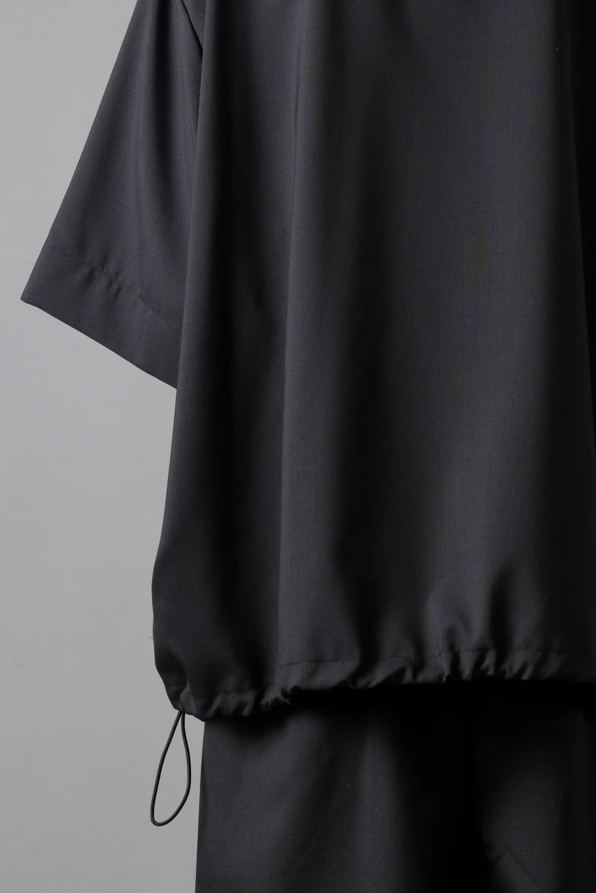 A.F ARTEFACT FRONT ZIP SQUEEZING SHIRT / TROPICAL WOOL (BLACK) - Image 29
