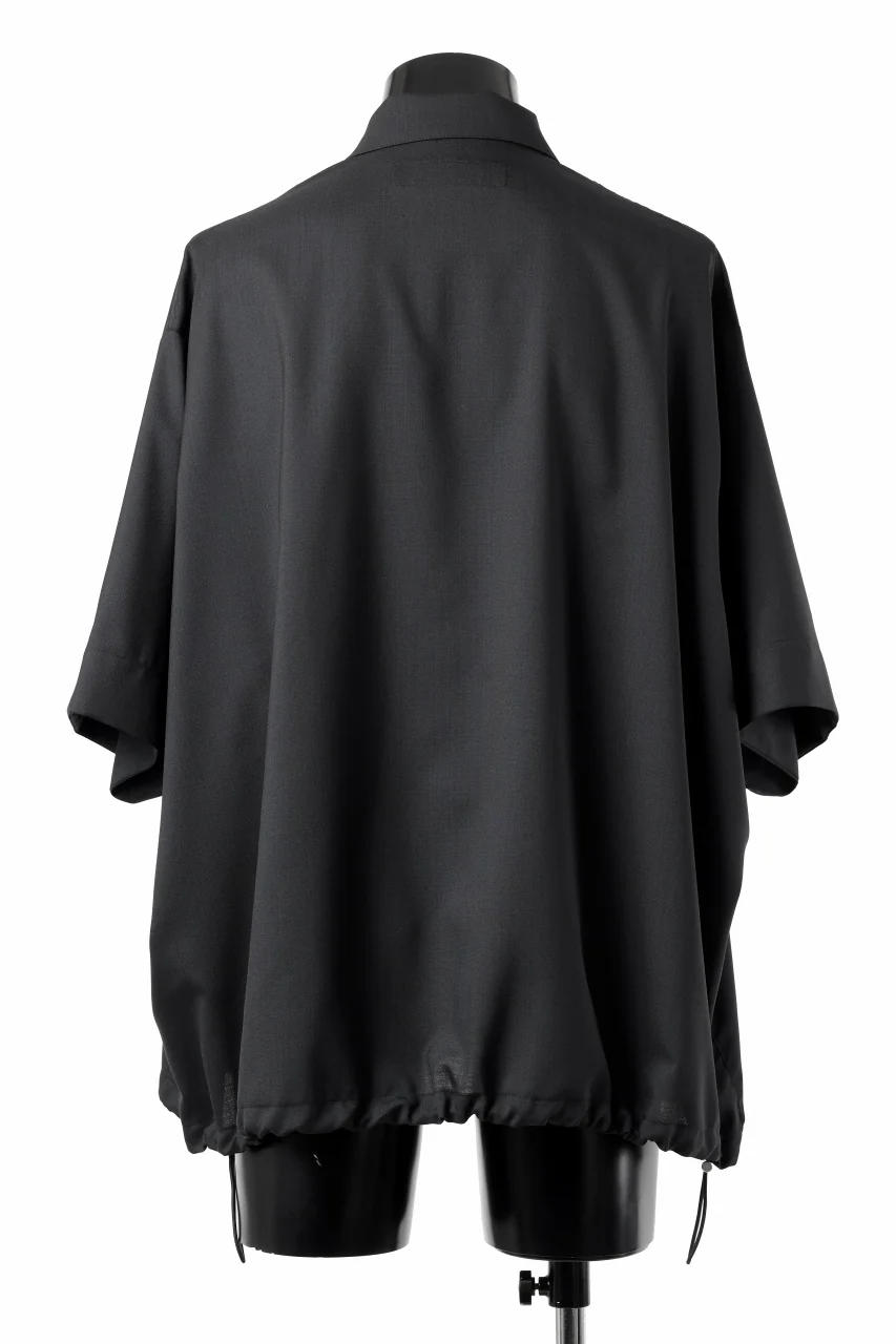 A.F ARTEFACT FRONT ZIP SQUEEZING SHIRT / TROPICAL WOOL (BLACK) - Image 4