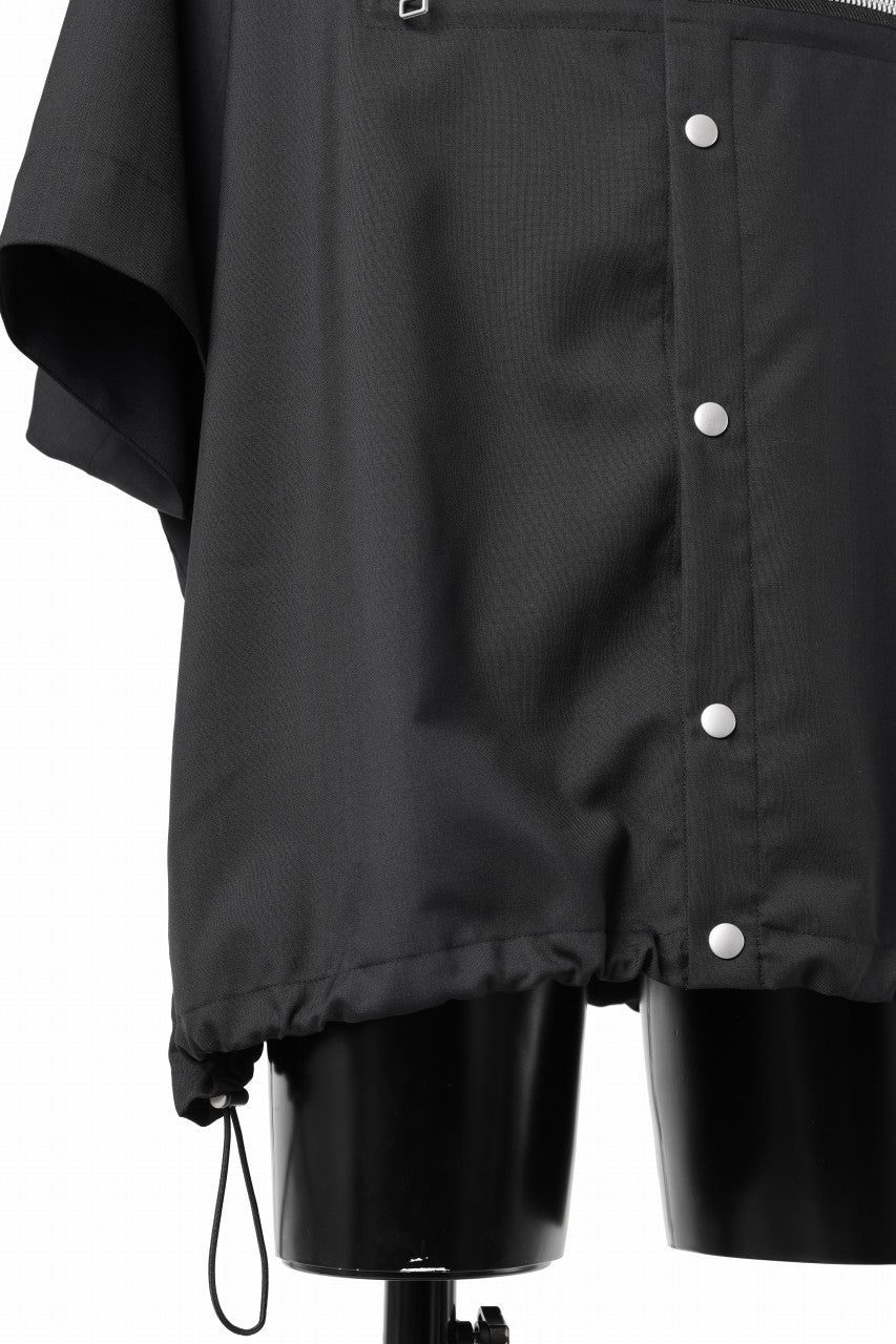 A.F ARTEFACT FRONT ZIP SQUEEZING SHIRT / TROPICAL WOOL (BLACK) - Image 8
