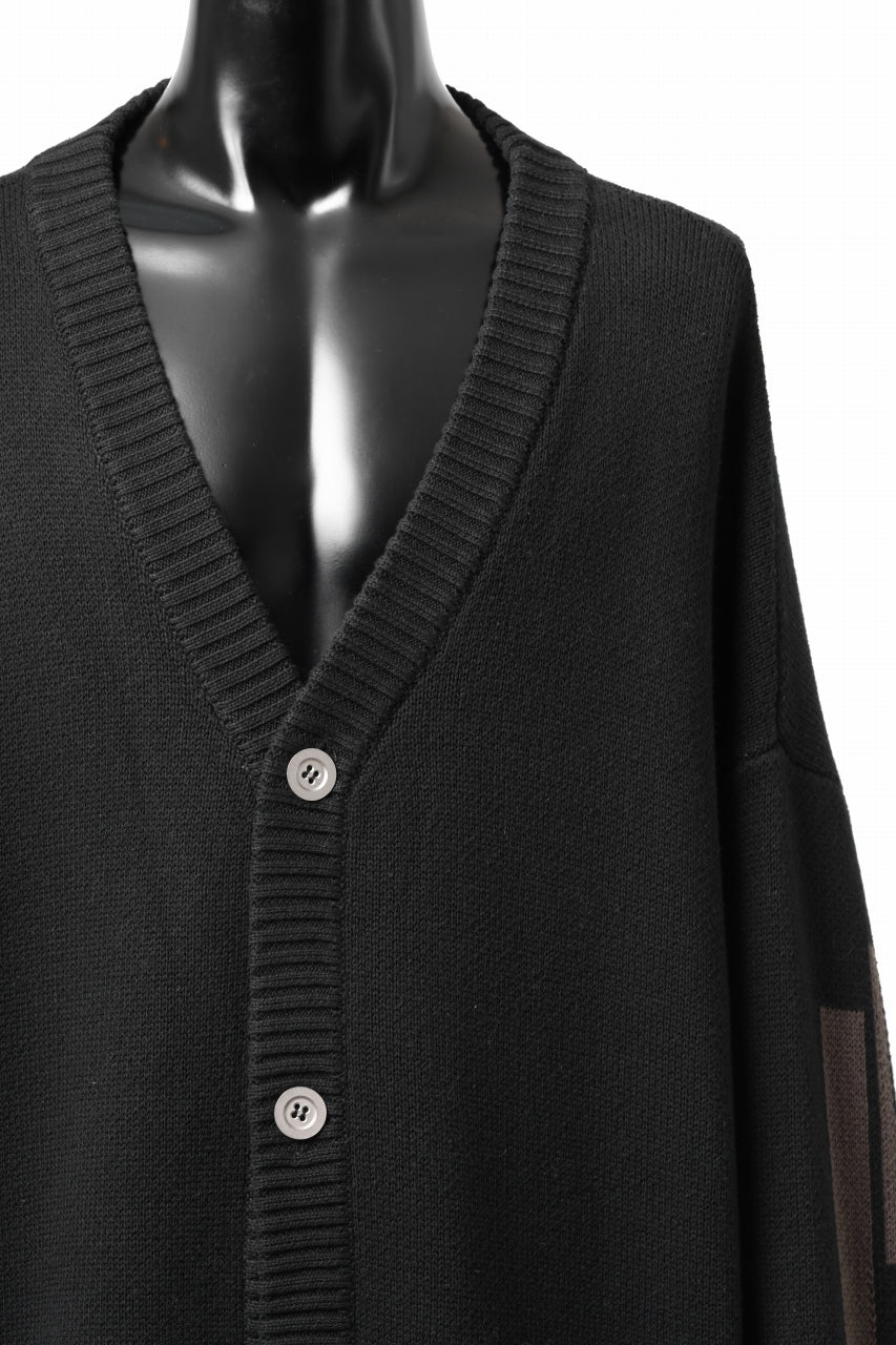 A.F ARTEFACT GEO PATTERN COTTON KNIT CARDIGAN /  (BLACK x BROWN) - Image 12